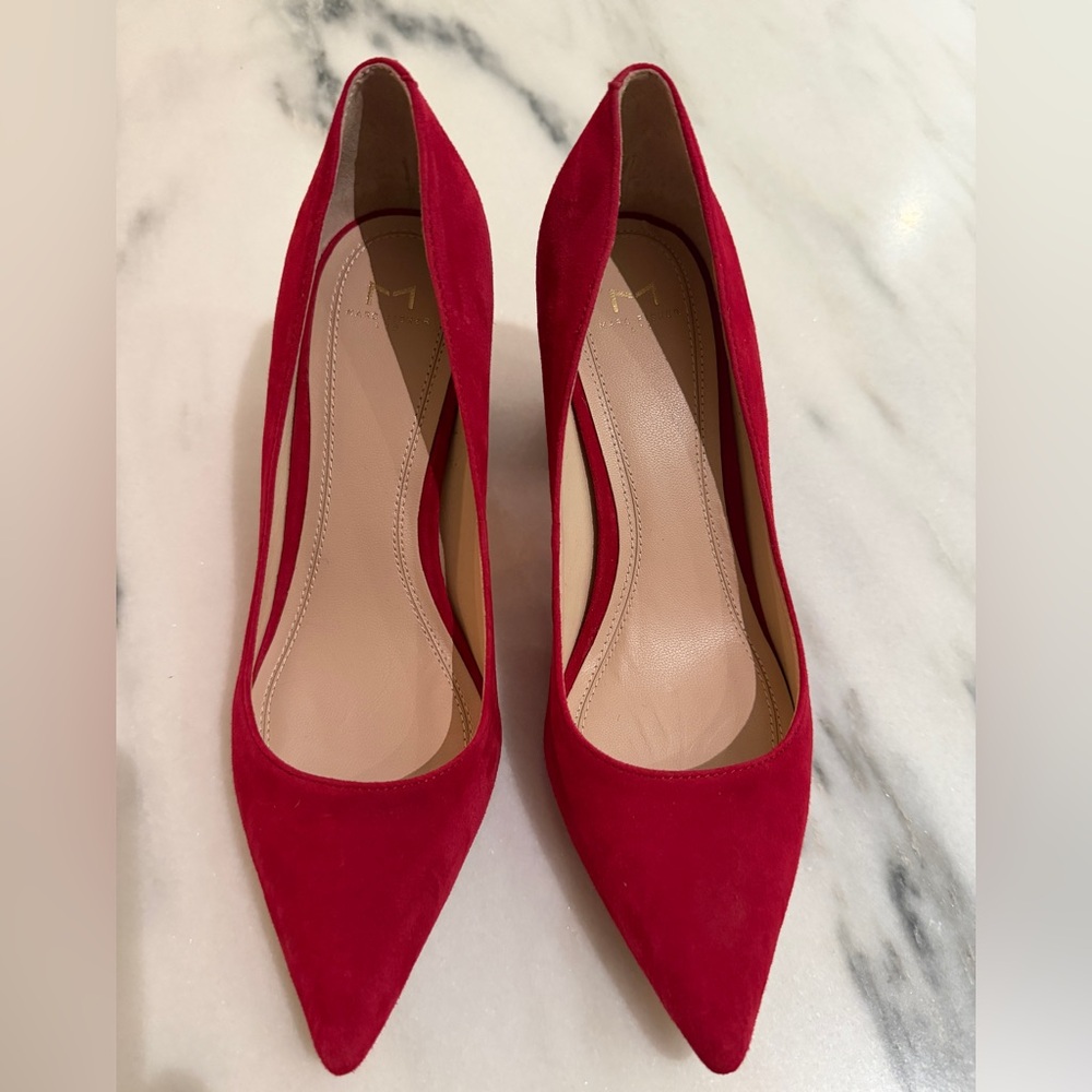 Manolo Blahnik Red Suede Pointed Pumps